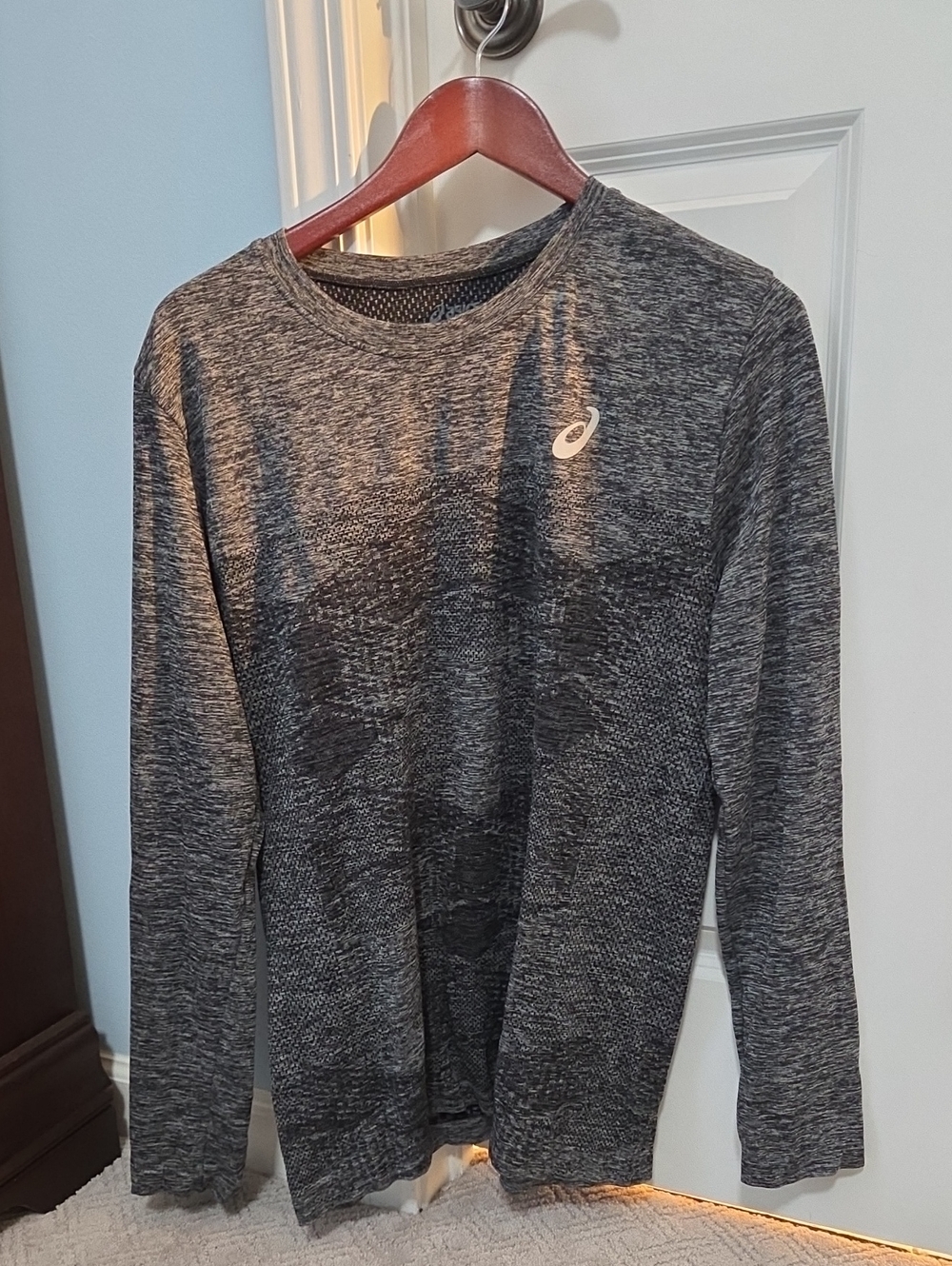 Asics Men's Heather Charcoal Crewneck Performance Long Sleeve